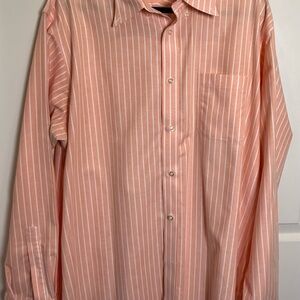 Lands' End Pink Dress Shirt with Classic Stripes